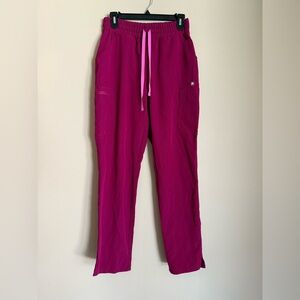 Figs Deep Magenta high waisted Yola Scrub pants